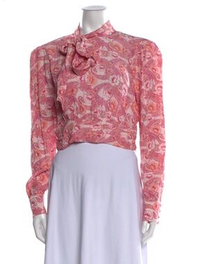 MAJORELLE Pink Paisley Ruffle Detail Blouse